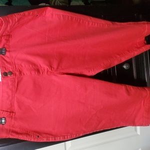 Red shorts, knee length